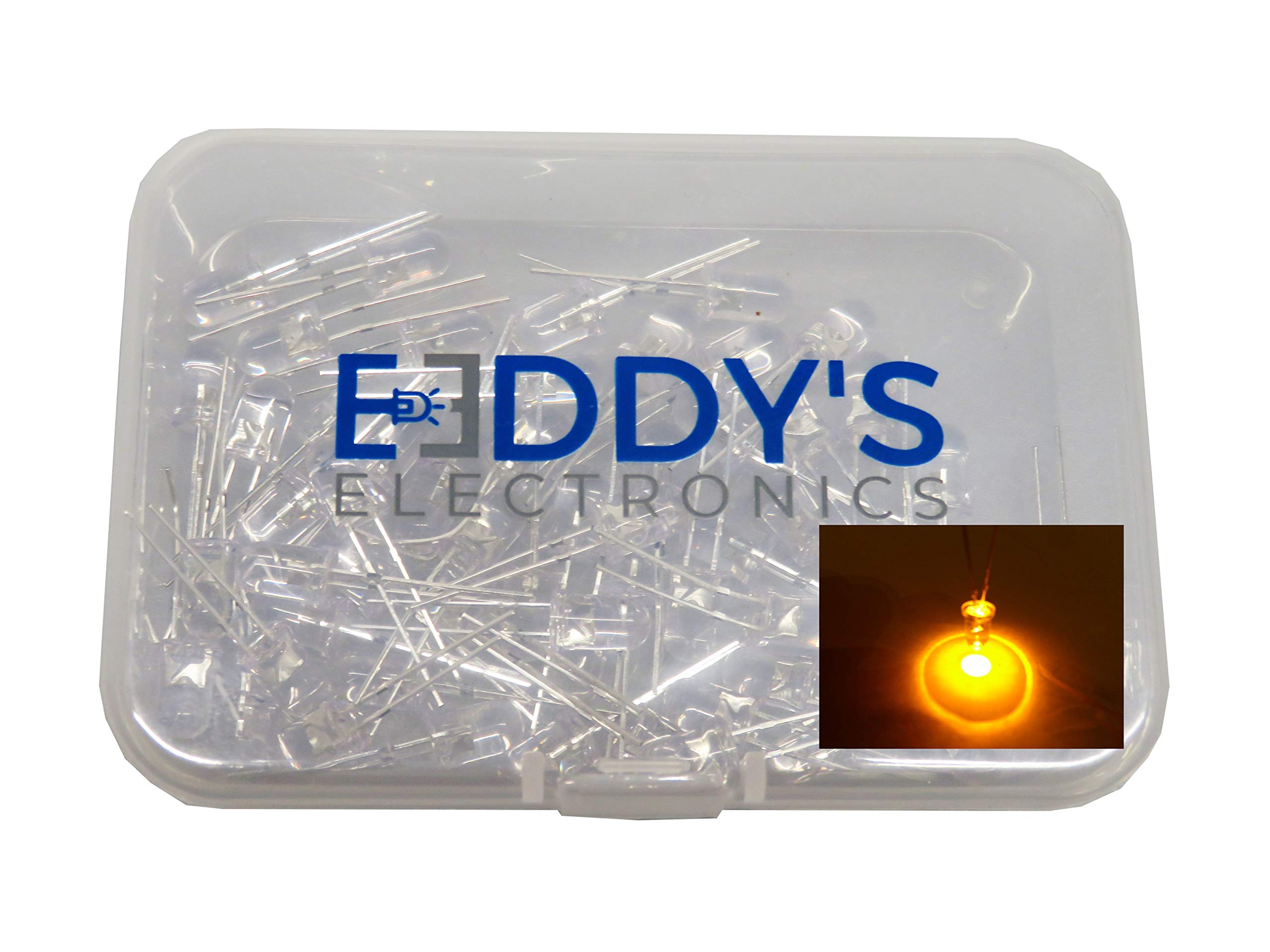3v Clear Ultra Bright 3mm 5mm Round Water Clear LEDs Light Emitting Diode (Yellow, 5mm - 50 Pieces)