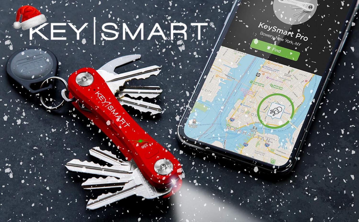 KeySmart Pro - Key Holder w LED & Tile Smart Technology (up to 10 Keys, Slate): Office Products