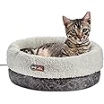 K&H PET PRODUCTS Heated Thermo-Snuggle Cup Bomber Indoor Heated Cat Bed, Heated Pet Bed for Indoor Cats and Small Dogs, Thermal Warming Large Cat Bed, Round Kitty Heating Bed, Gray 14x18in