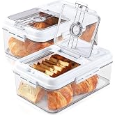 Dynta Bread Box Bread Storage Container with Lid for Homemade Bread 2Packs | for Kitchen Counter Time Recording Airtight Bread Keeper for Toast, Bagel, Donut and Cookies
