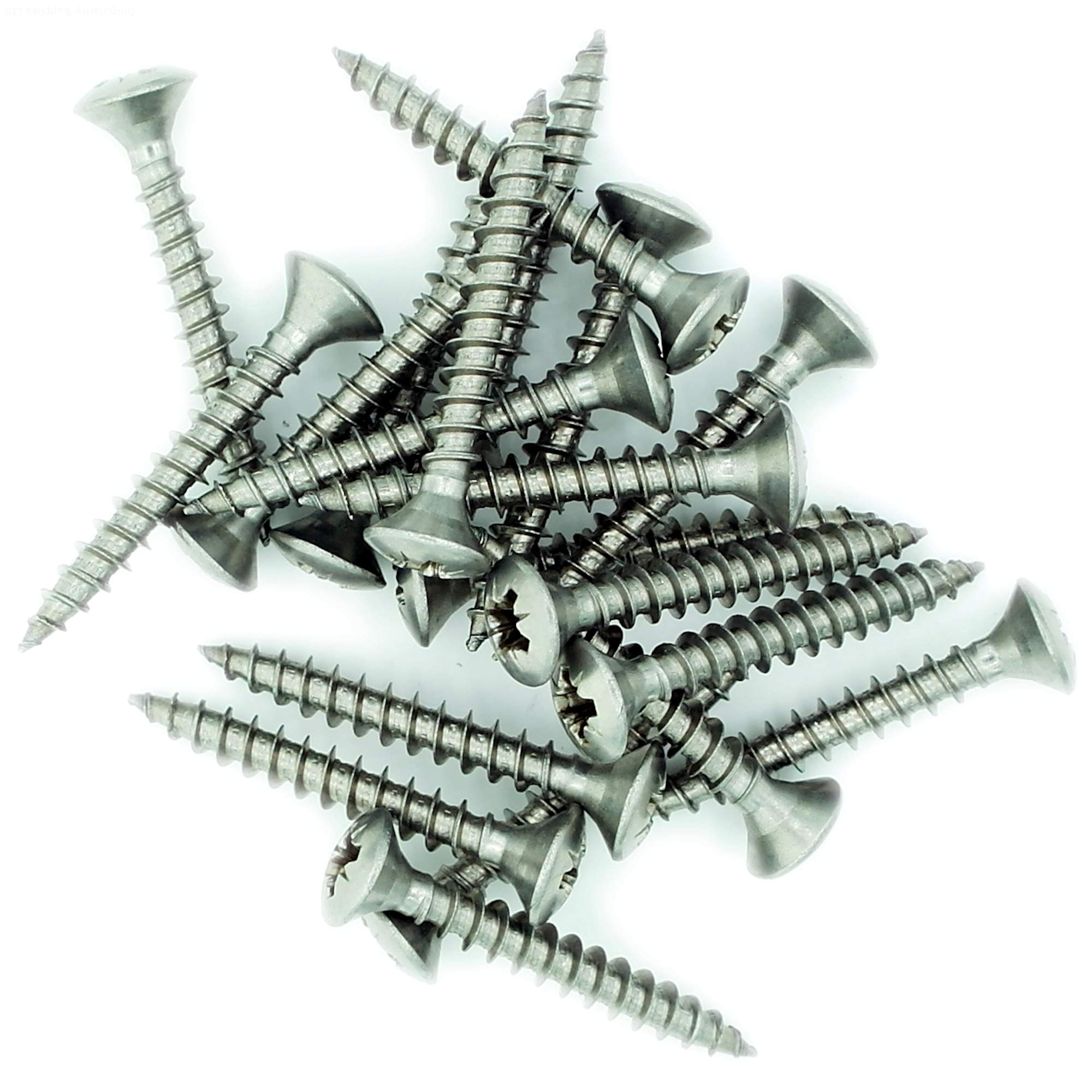 No.5 x 0.8 (3.5mm x 20mm) Pozi Raised Countersunk Chipboard Screw - Stainless Steel (A2) (Pack of 20)