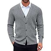 Runcati Men's Cardigan Sweater V Neck Long Sleeve Casul Cardigan Button Down Knitted Sweaters with Pockets