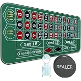 iEsstros Casino Roulette Mat 70" x 35" Rubber Table Mat with Storage Bag Win Marker Roulette Table Top Mat Casino Games for Adults-Green