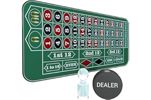 iEsstros Casino Roulette Mat 70" x 35" Rubber Roulette Table Mat Roulette Felt Mat with Storage Bag Win Marker Roulette Table Top Mat Casino Games for Adults-Green