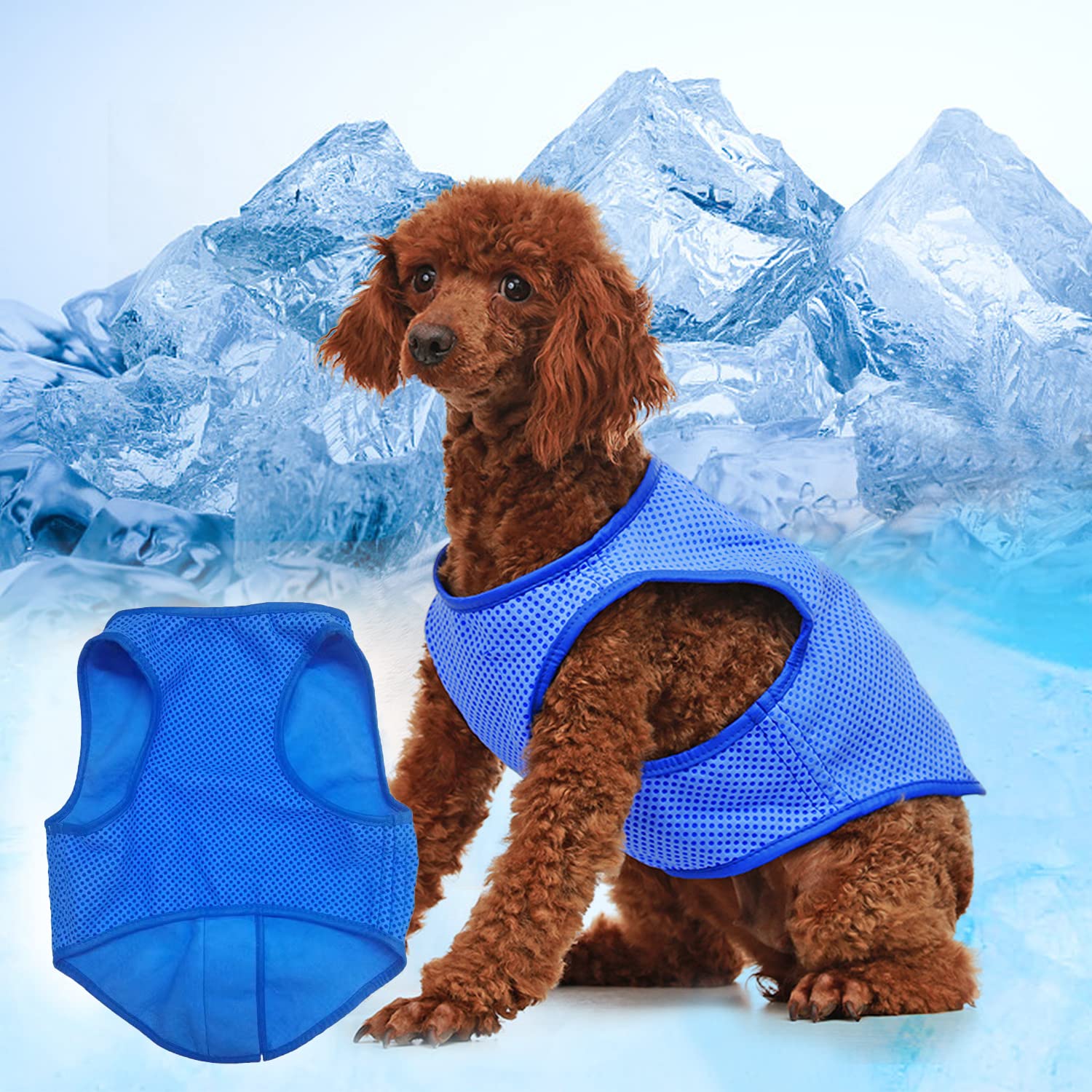 Dog Cooling Vest,Dog Cooling Jacket, Dog Cooling Coat, Pet Cooling Vest, Cool Jackets for Dogs, Lightweight Sun-proof Pet Vest with Magic Tape for Outdoor Hunting Training and Camping (Small, Blue) — image 1