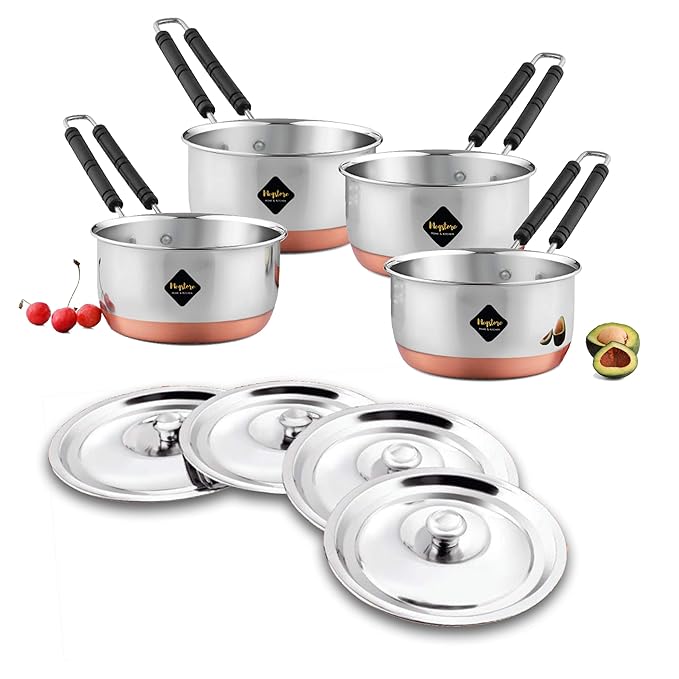 Buy Meqstore Stainless Steel Copper Bottom Saucepans with lids, Flat