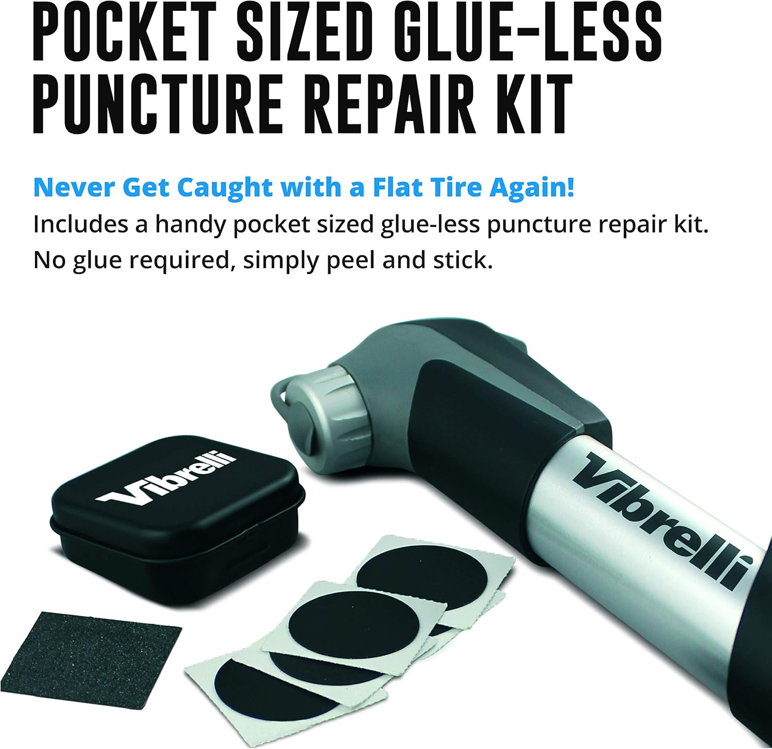 vibrelli mini bike pump & glueless puncture repair kit