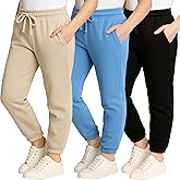 Real Essentials 3 Pack: Girls' Sweatpants - Active Fleece Jogger Pants (Size: 7-16)