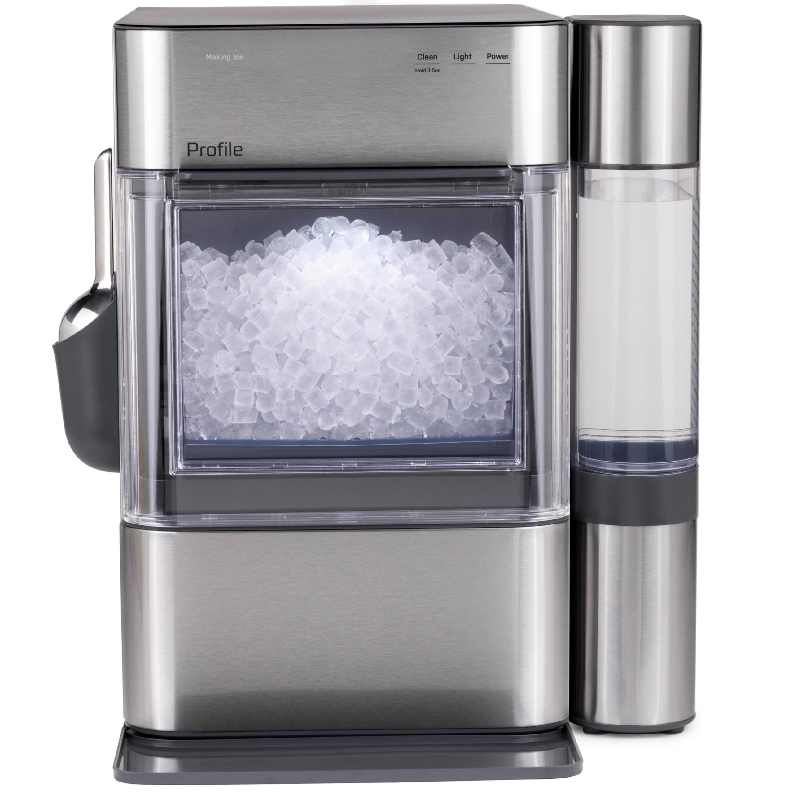 Photo 1 of GE Profile Opal 2.0 Ultra Nugget Ice Maker with Side Tank and Scale Inhibiting Filter, Scoop Included, 38 lbs in 24 Hours, Pellet Ice Machine with WiFi & Smart Connected, Stainless Steel084691942238
