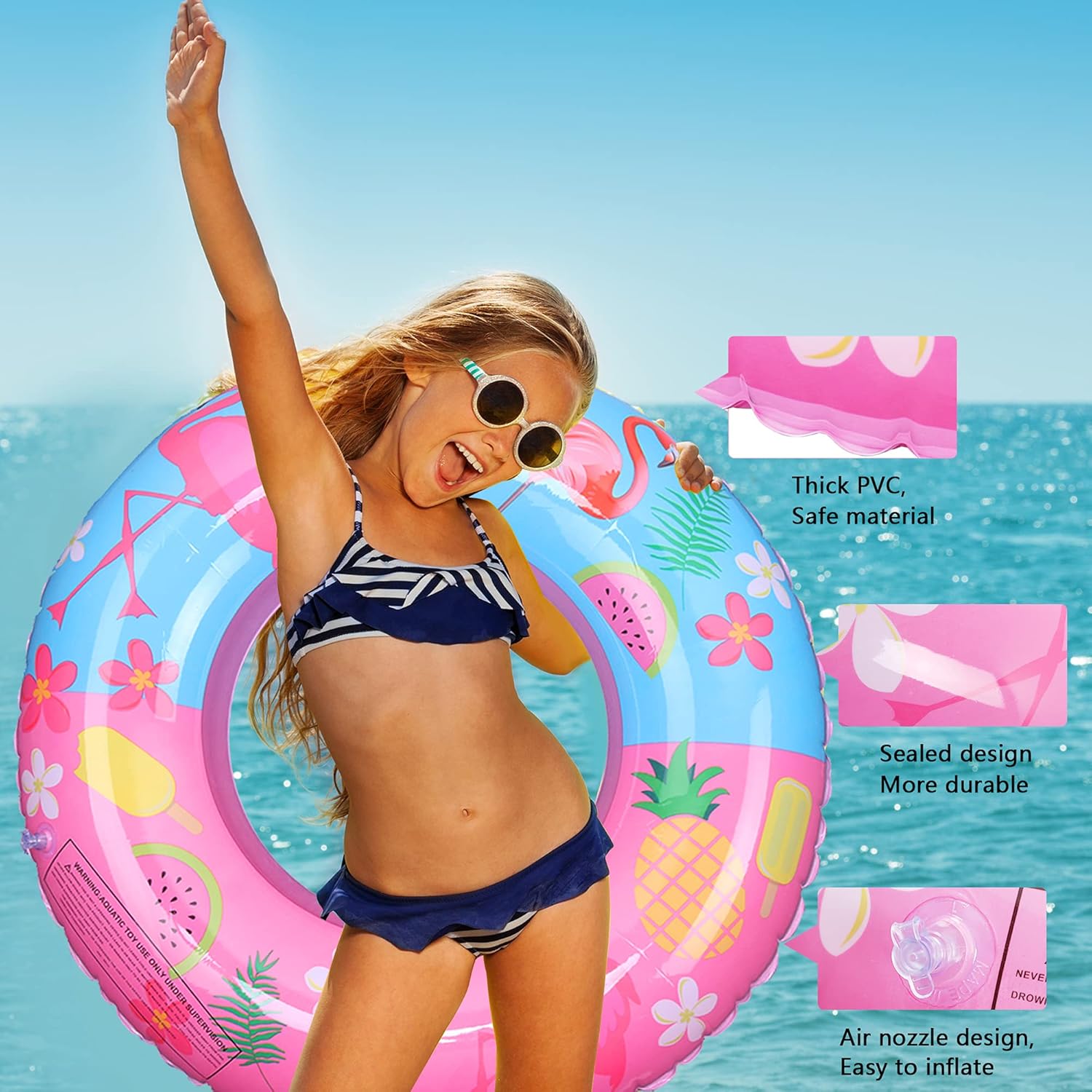 Invech Inflatable Pool Float for Kids, 3 Pack Unicorn Swim Rings with Lounger Raft, Summer Fruits Pool Tubes for Boys/Girls Swimming Water Floats Party Toys: Sports & Outdoors