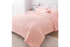 lasoftan 8 Piece Comforter Set Queen, Luxury Woven Texture Bed in A Bag Bedding Sets Queen with Comforter and Sheets, All Season Lightweight Comforter Set with Decor Pillow, Pink