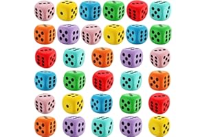 Cotiny 32 Pack 2.36 Inch Large Dice Set Colorful Giant Dice EVA Foam Jumbo Dice for Classroom Math Teaching Game Casino Halloween Party, 8 Colors