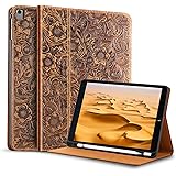 Gexmil Leather iPad Case 9.7 Inch 2018/2017 , with Built-in Apple Pencil Holder,applies Cowhide Folio Cover for iPad 6th Gen 