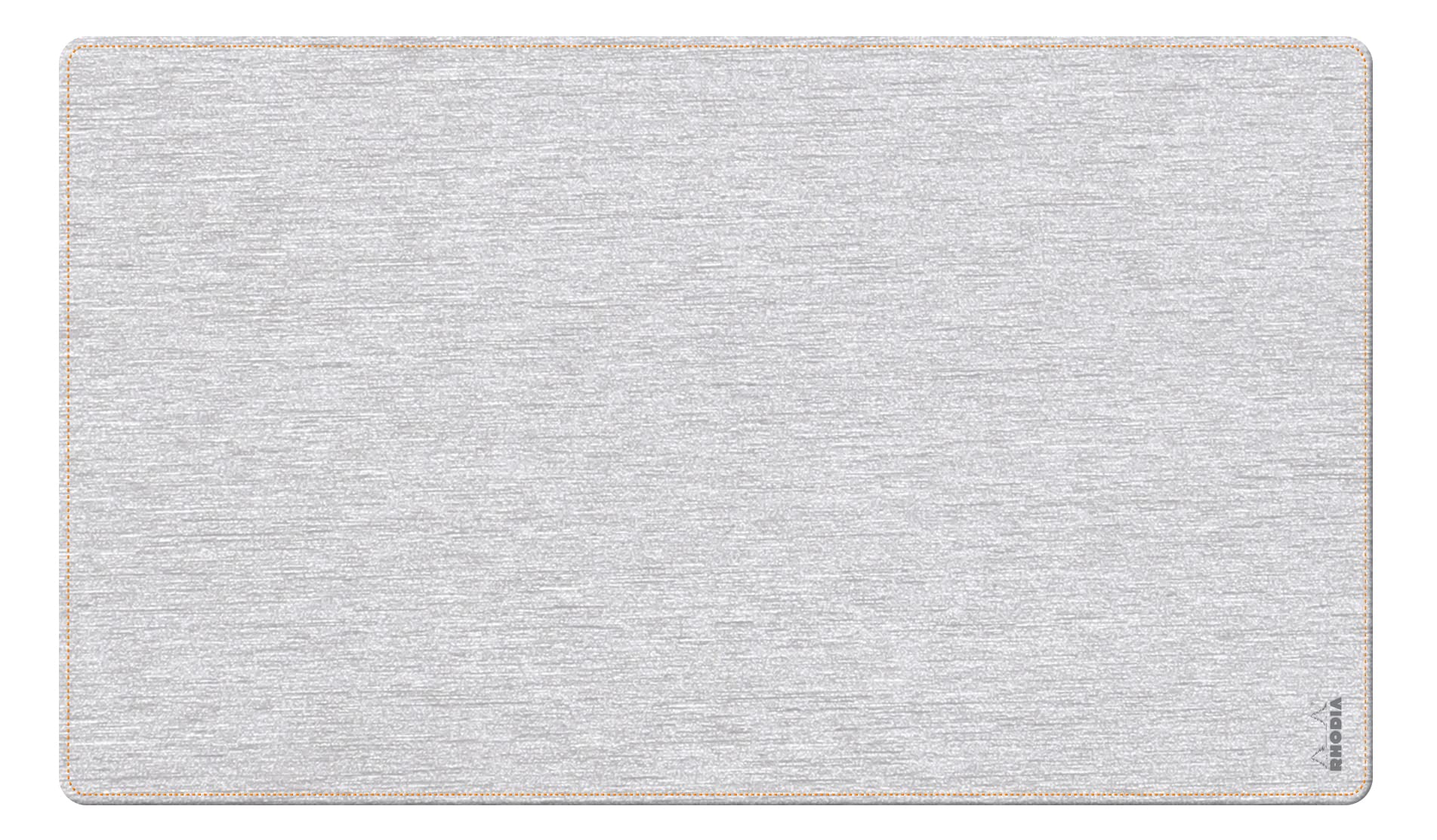 RHODIA 194268C - Silver Soft Desk Pad - Size M (80x40 cm) - Italian Faux Leather - Orange Saddle Stitching - Rhodiarama Home Office Collection - Office Organization & Designer Storage