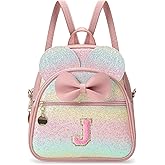 VLJTM Birthday Gift for 2 3 4 5 6 7 8 9 10 Year old Girls Personalized Initial Mini Backpack Purse for Toddler Kids-Shine-J