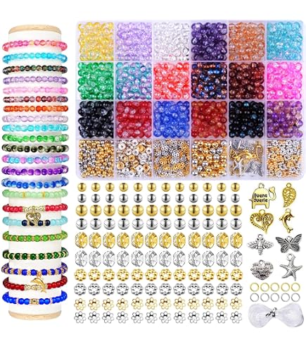 56 Cuentas De Vidrio Que Brillan En La Oscuridad - 7 Colores, Hechas A Mano, Para Hacer Joyas Únicas