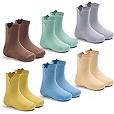 Lollisy Baby Toddler Cotton Crew Grip Socks Non Slip Bottom Socks for Kids 6 Pack