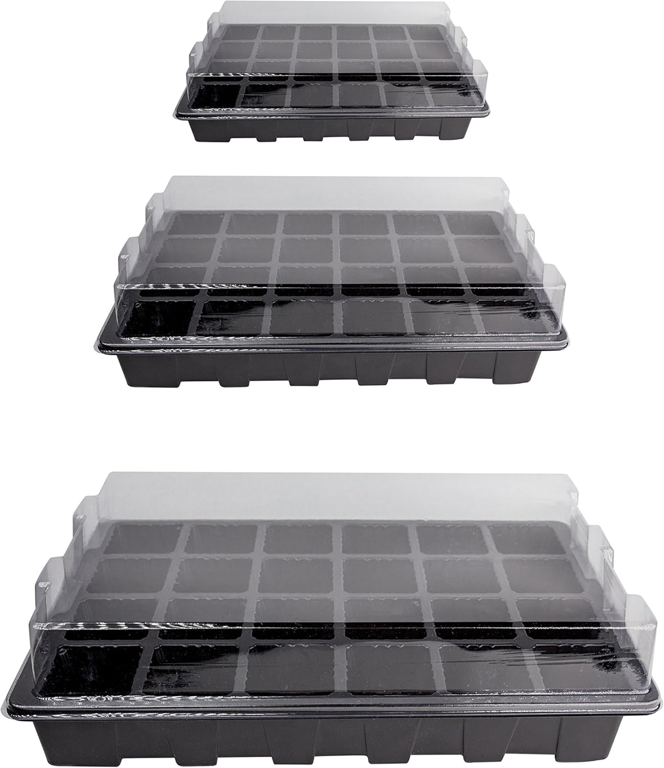 10 Pack -240 Cells -24 Grow Trays with Humidity Dome and Cell Insert - Mini Propagator for Seed Starting and Growing Healthy Plants Durable Reusable and Recyclable