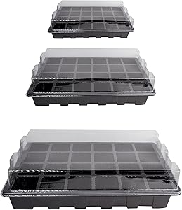 10 Pack -240 Cells -24 Grow Trays with Humidity Dome and Cell Insert - Mini Propagator for Seed Starting and Growing Healthy Plants Durable Reusable and Recyclable