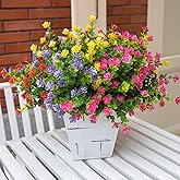 VDVST Artificial Flowers for Outdoors, 12 Bundles UV Resistant Artificial Outdoor Flowers, Not-Fading Plastic Fake Flowers for Outdoor Planters for Home Garden Porch Yard Decor, Mixedcolor