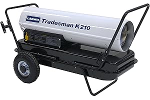 L.B. White CP210CK Tradesman K210 Portable Forced Air Kerosene Heater w/ Thermostat — Torpedo Salamander Heater for Garage & Workshop — 210,000 BTUH