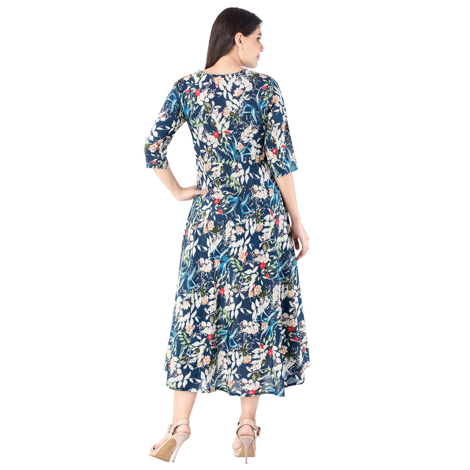 khushal k women's rayon floral print a-line dress