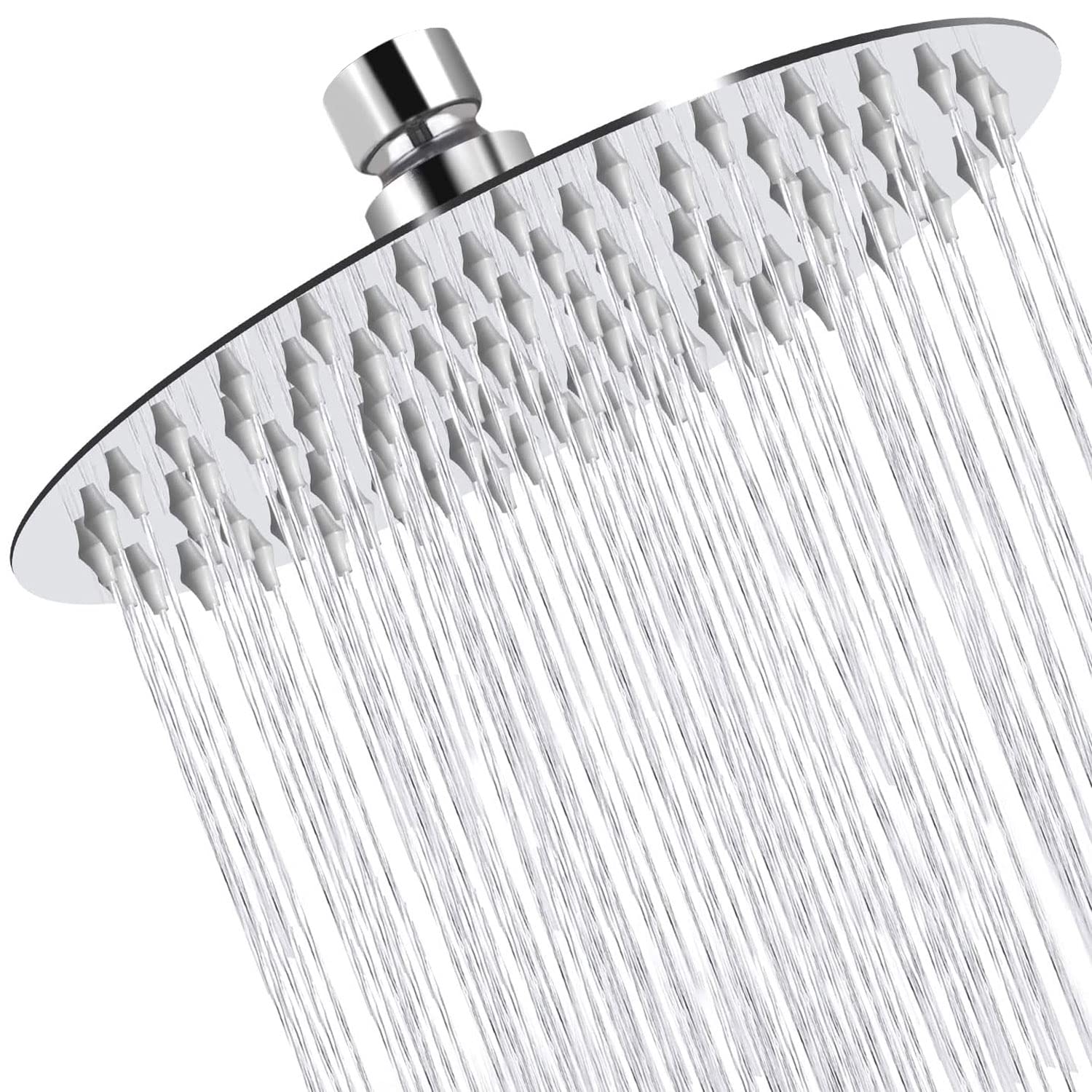 Hettecy AISI304 Rain Shower Head Stainless Steel Rain Shower Anti-Limescale Nozzles Shower Head Rain Shower Head Round (8Inches/20cm)