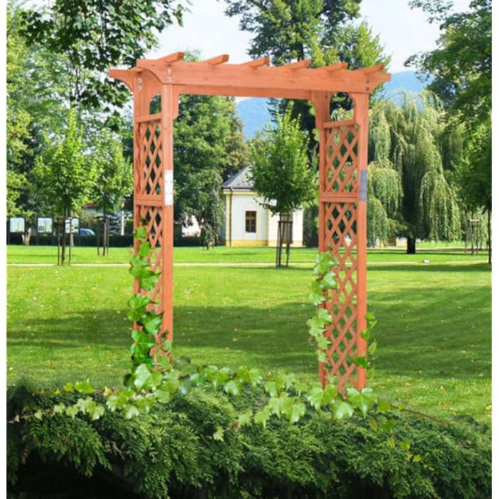 Buy USA Premium Store Arbor Over 7FT High Wooden Garden Arch Trellis ...