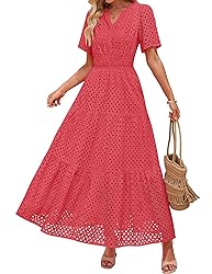 ZESICA Women's 2025 Summer Short Sleeve Maxi Dress