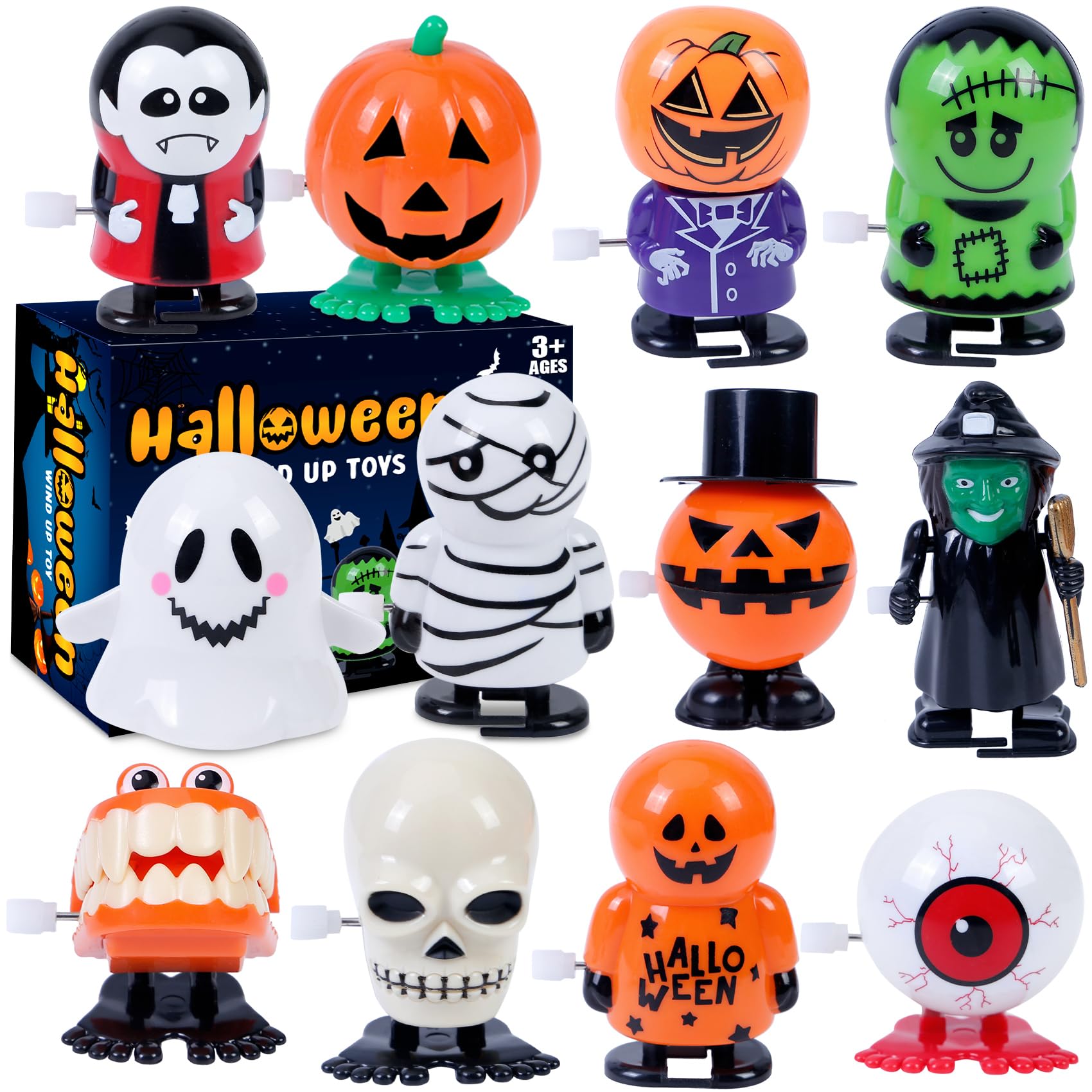 Photo 1 of 12 Pcs Halloween Wind Up Toys for Kids, Wind Up Toys Bulk for Halloween Party Favors Treat Bags Stuffers Goody Bag Fillers, Clockwork Gifts for Carnival Game Prizes Students School Classroom Favors