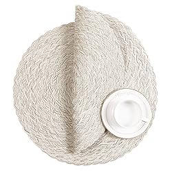SHACOS Round Braided Placemats 15 inch Set of 6