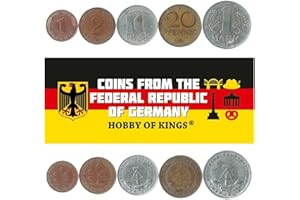 HOBBY OF KINGS Germany 5 Mixed Coins | 1 Pfennig to 1 Mark | German Currency Since 1948