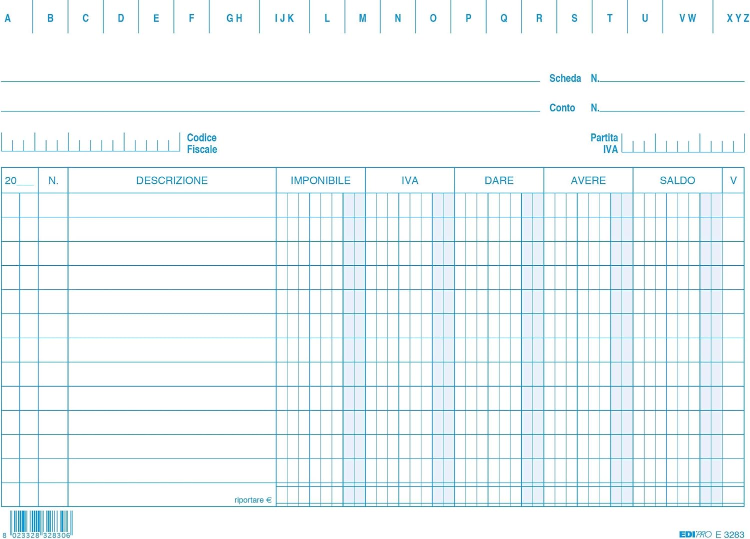 EDIPRO - E3283BL - 100 Cards give/Have/Balance/VAT Blue f.to 21x15, 15 x 21 cm