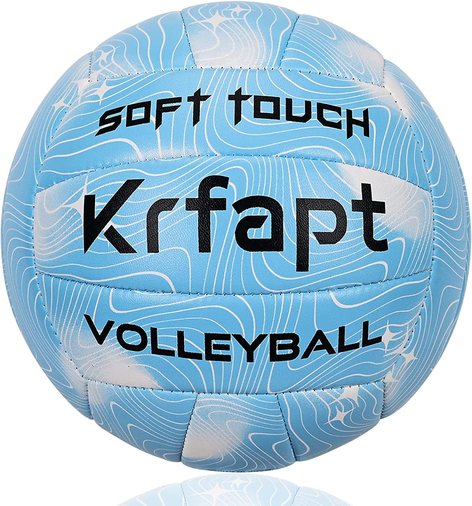 Krfapt Volleyball & Beach Volleyball Size 5 Official - Soft Touch Training Ball for Outdoor/Indoor, Waterproof with Ripples Design (Blue)