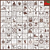 DZXCYZ 80 Pcs 3 x 3 Inch Christmas Stencils for Painting on Wood, Reusable Merry Christmas Ornament Snowflakes Holiday Stencils DIY Craft Template Set for Wall Rock Home Decor