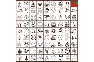 DZXCYZ 80 Pcs 3 x 3 Inch Christmas Stencils for Painting on Wood, Reusable Merry Christmas Ornament Snowflakes Holiday Stencils DIY Craft Template Set for Wall Rock Home Decor