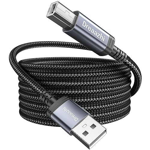 Extra Long USB 2.0 Printer Cable 5M, USB Type A Male to B Male Scanner Cord High Speed Compatible with HP, Canon, Dell, Epson, Lexmark, Audio Interface, Midi Keyboard and More