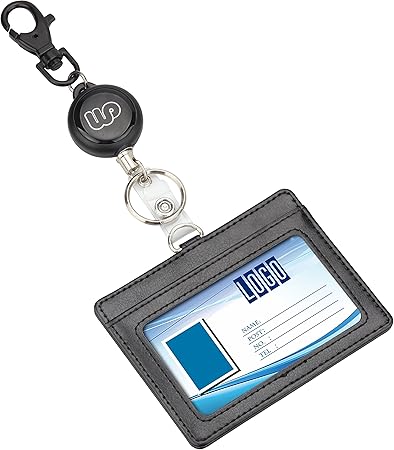 Amazon Co Jp Idカードホルダー リール式 横 Wisdompro Pu革 両面ポケット 社員証 名札 定期入れ パスケース 伸縮タイプ ネームホルダー ブラック シューズ バッグ