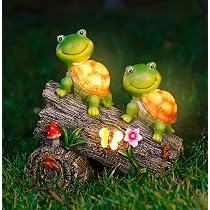 Aspen Creative Turtle On A Motorcycle Solar LED Accent Light Statue (2-Pack) - 10 Inch, Polyresin