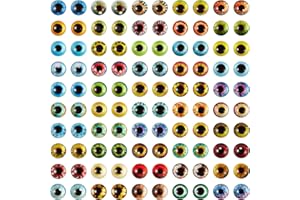 Ornaland 100 Pcs 8mm Glass Eyes Cabochons Mixed Style Flatback Dome Cabochons Cat Eyes Doll Eye Cameo Pendants for Jewelry Ma