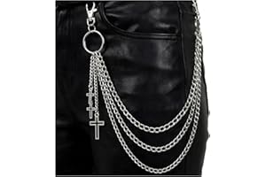 Quafochi Wallet Chain, 3-Layer Gothic Punk Cross Pants Chain, Dual Lobster Clasps, Sturdy Alloy, Hip-Hop Jeans Chain Belt for