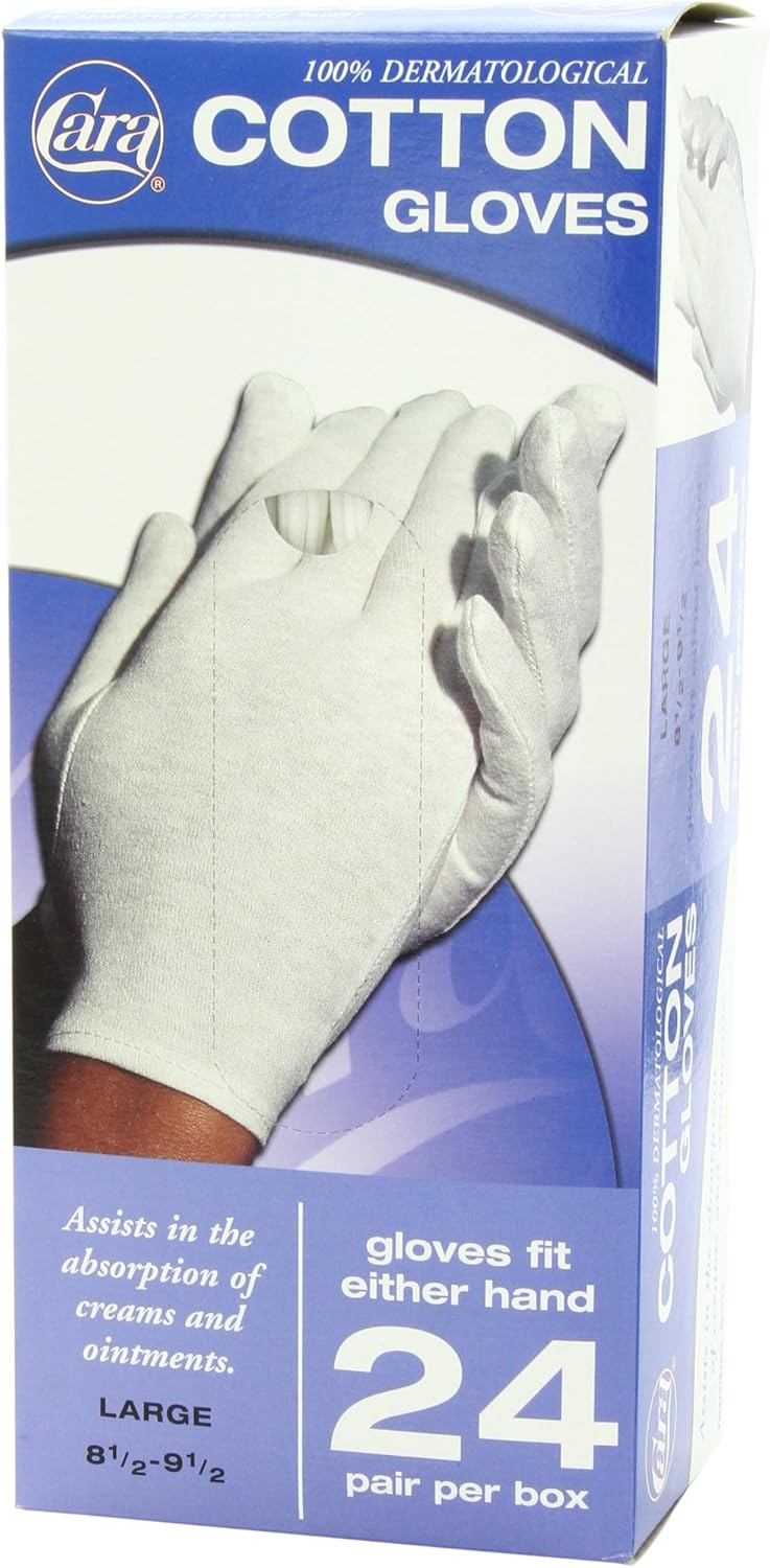 CARA Moisturizing Eczema Cotton Gloves, Large, 24 Pair : First Aid Products : Health & Personal Care