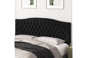 Befurtori King Headboard Only, Upholstered Headboard King for Adjustable Bed Velvet Tufted Wall Mounted Head Board with Solid Wood Legs Head Board, Black