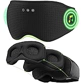 Bluetooth Sleep Mask - MUSICOZY Sleep Headphones, 3D Contoured Eye Mask, 2 Peelable Replaceable Pads (Breathable + Bamboo Cot