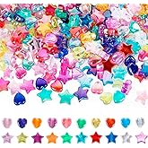 800 Pcs Star Beads and Heart Beads for Bracelets, Acrylic Cute Bead for Jewelry Craft Making, AB Finish Colorful Charms Bead for DIY Friendship Bracelet