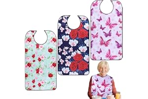 XLSXEXCL 3 Pack Adult Bibs for Women, Adult Bibs for Eating, Washable Bib Reusable Waterproof Clothing Protector