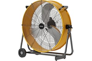 FANNIVERSE 24 Inch Industrial Floor Drum Fan Pro Series - High Velocity Metal Drum Fan with Handle Caster for Commercial, Warehouse, Covered Patio, Shop, Garage, Barn, 3 Speed 8800 CFM UL Safety Listed