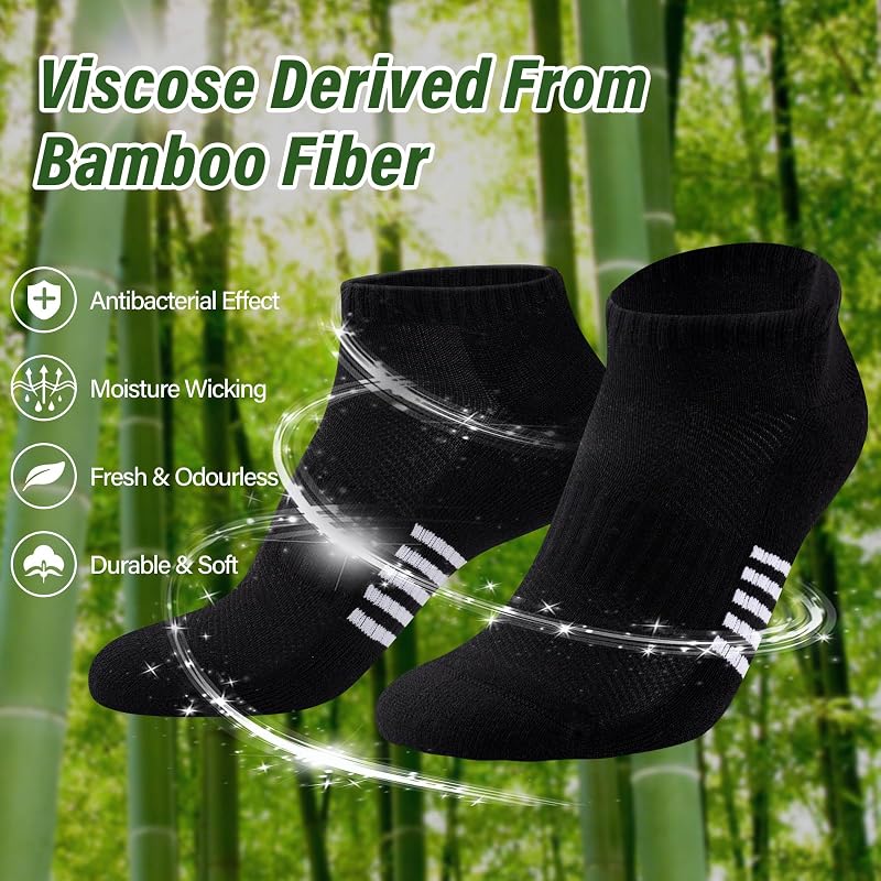 Calcetines Bambu Mujer 6/12 Pares, Calcetines Deportivos para Running Transpirables, Acolchado, Colorido y Antisudor, Regalos para Mujer de Verano