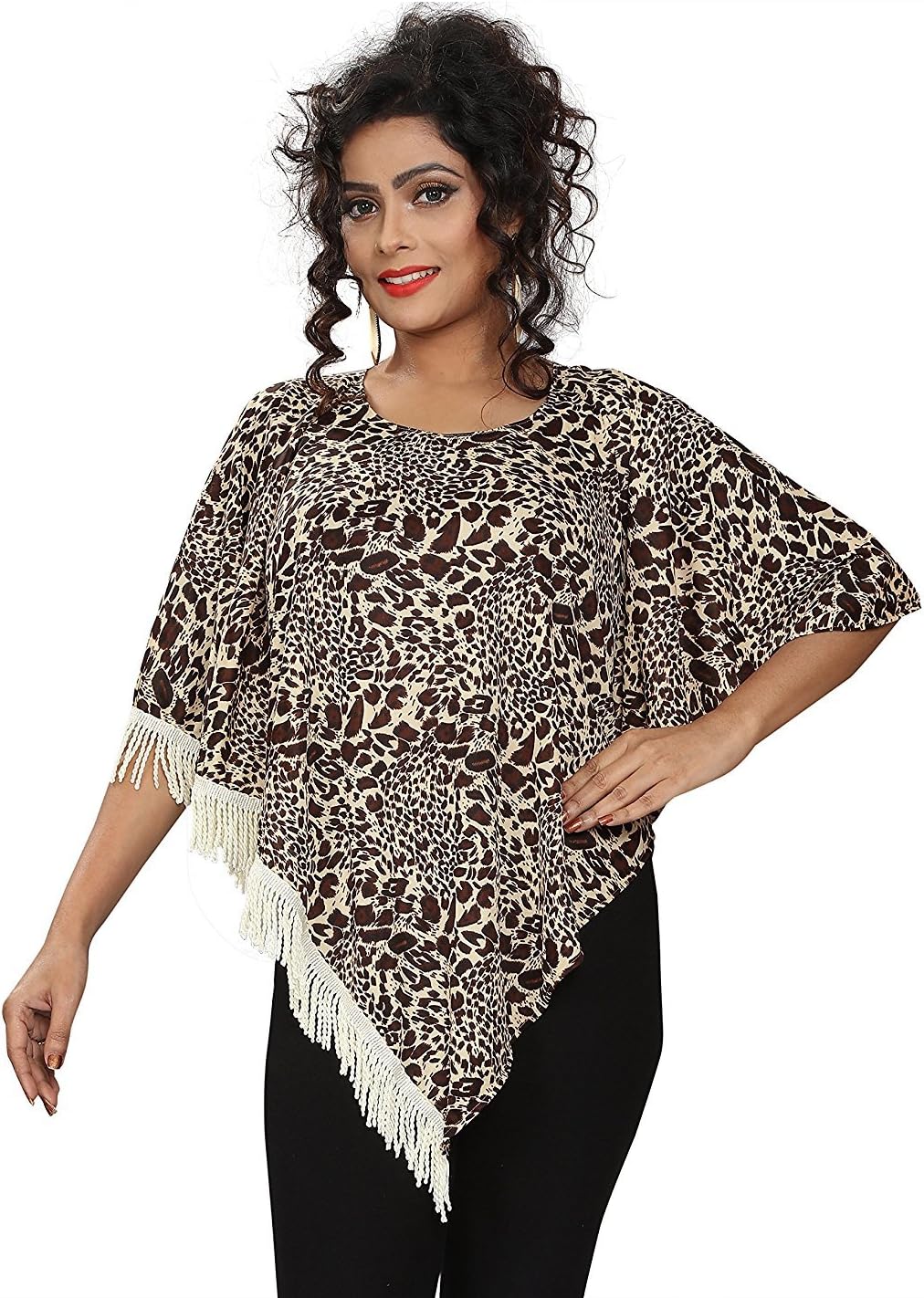 CHAKUDEE Women's Floral Regular fit Top (1-Animal Print Poncho Free Size)