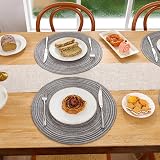 SHACOS 38cm Round Placemats Set of 6 Grey Woven Heat Resistant view 7